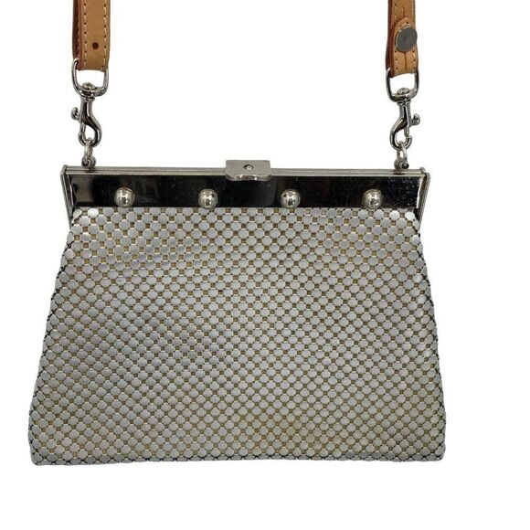 Vintage Whiting & Davis Crossbody Bag Metal Mesh Frame Clasp Silver Metallic - Picture 3 of 13